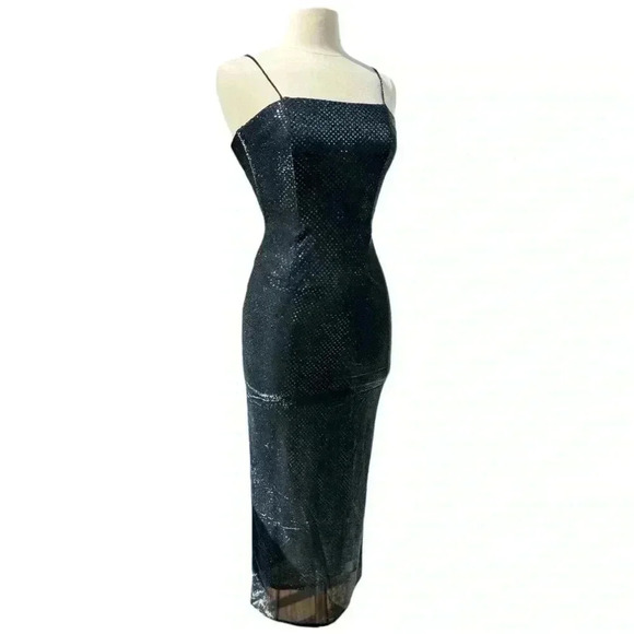 Betsy & Adam VTG 90s Sequin Square Neck Midi Dress Size XS - Picture 1 of 11